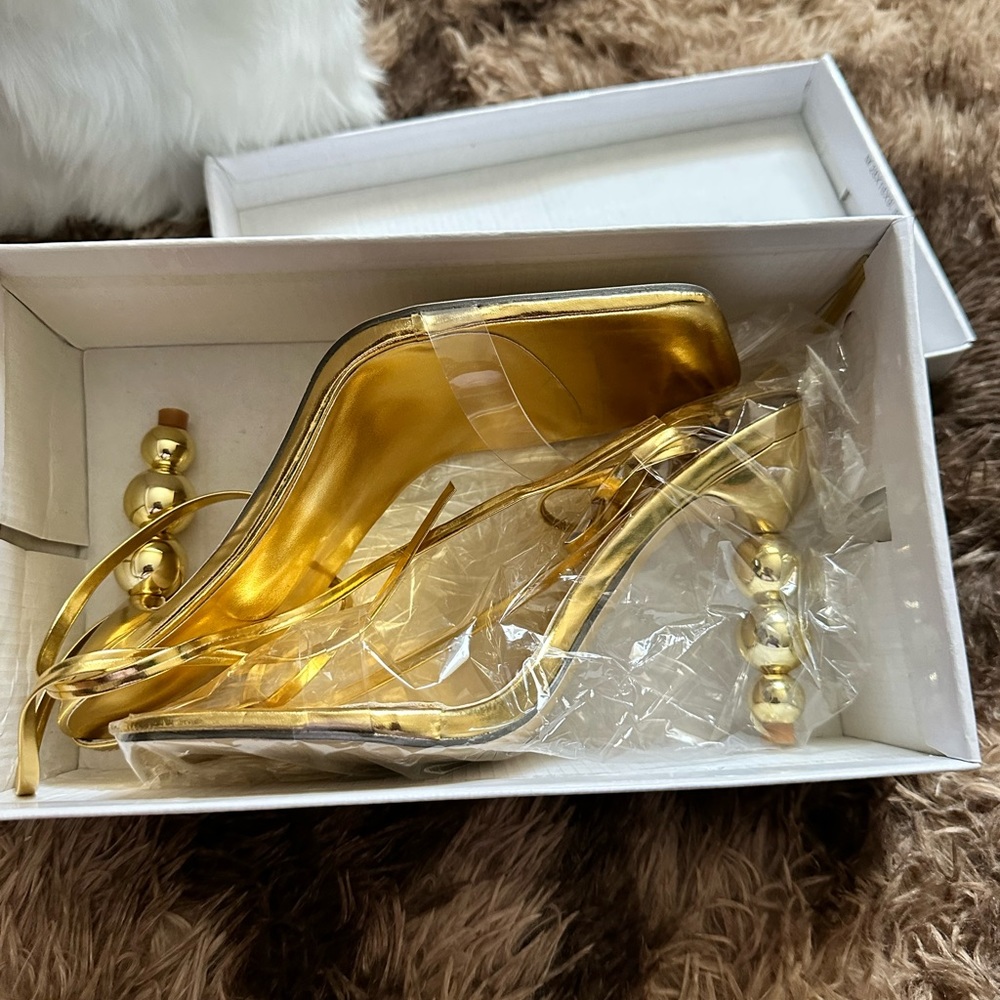 Brand new gold heels